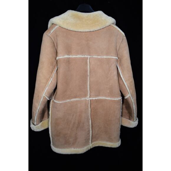 Vintage Lakeland Tan Suede Field Coat Men's Sz 42 Wool Lining Trim Button Up - Picture 5 of 11